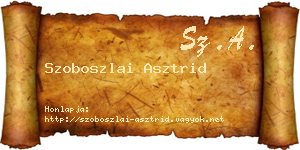Szoboszlai Asztrid névjegykártya
